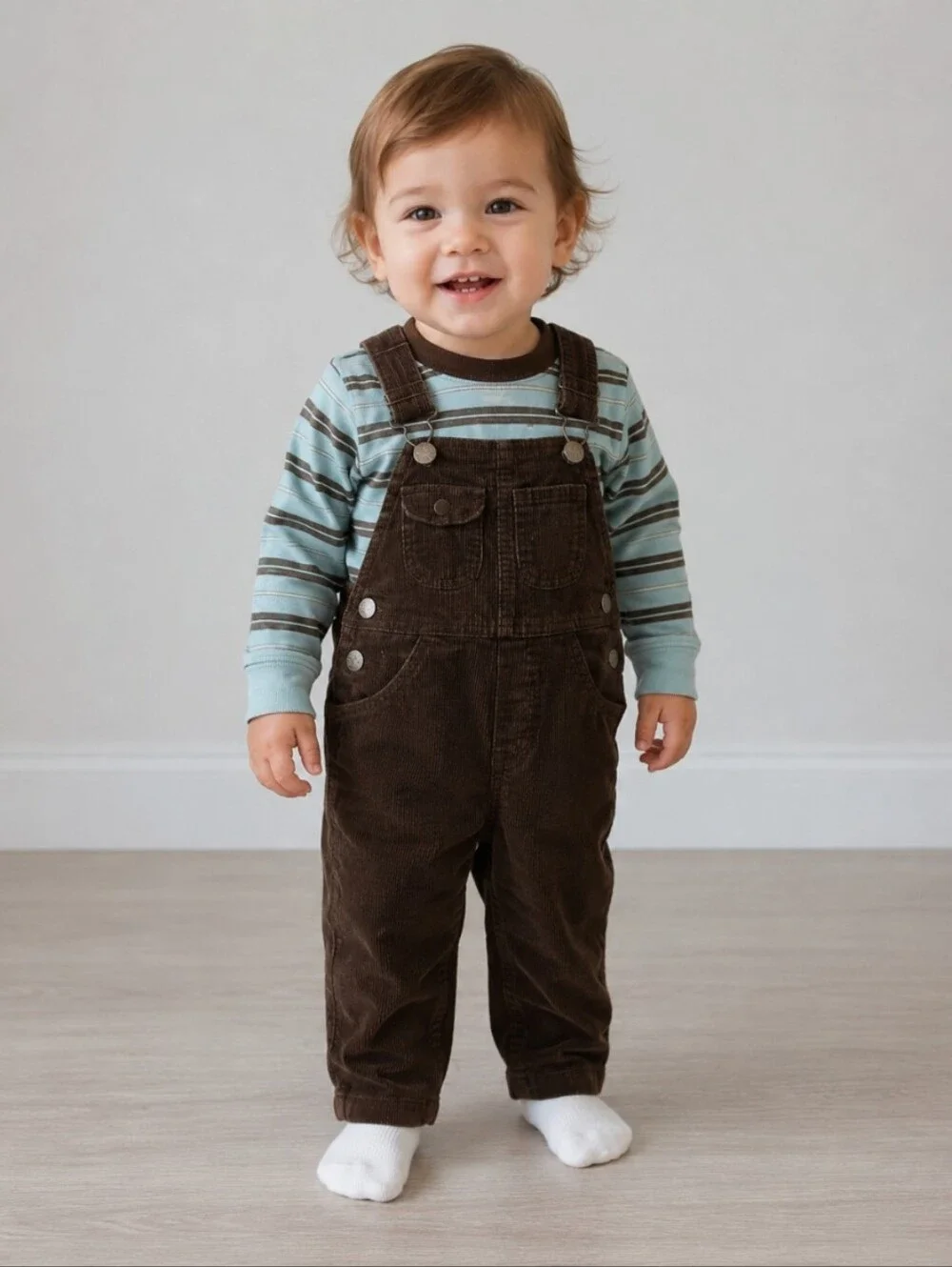 GENUINE KIDS 18M Corduroy Overalls W Long Sleeve Onsie
